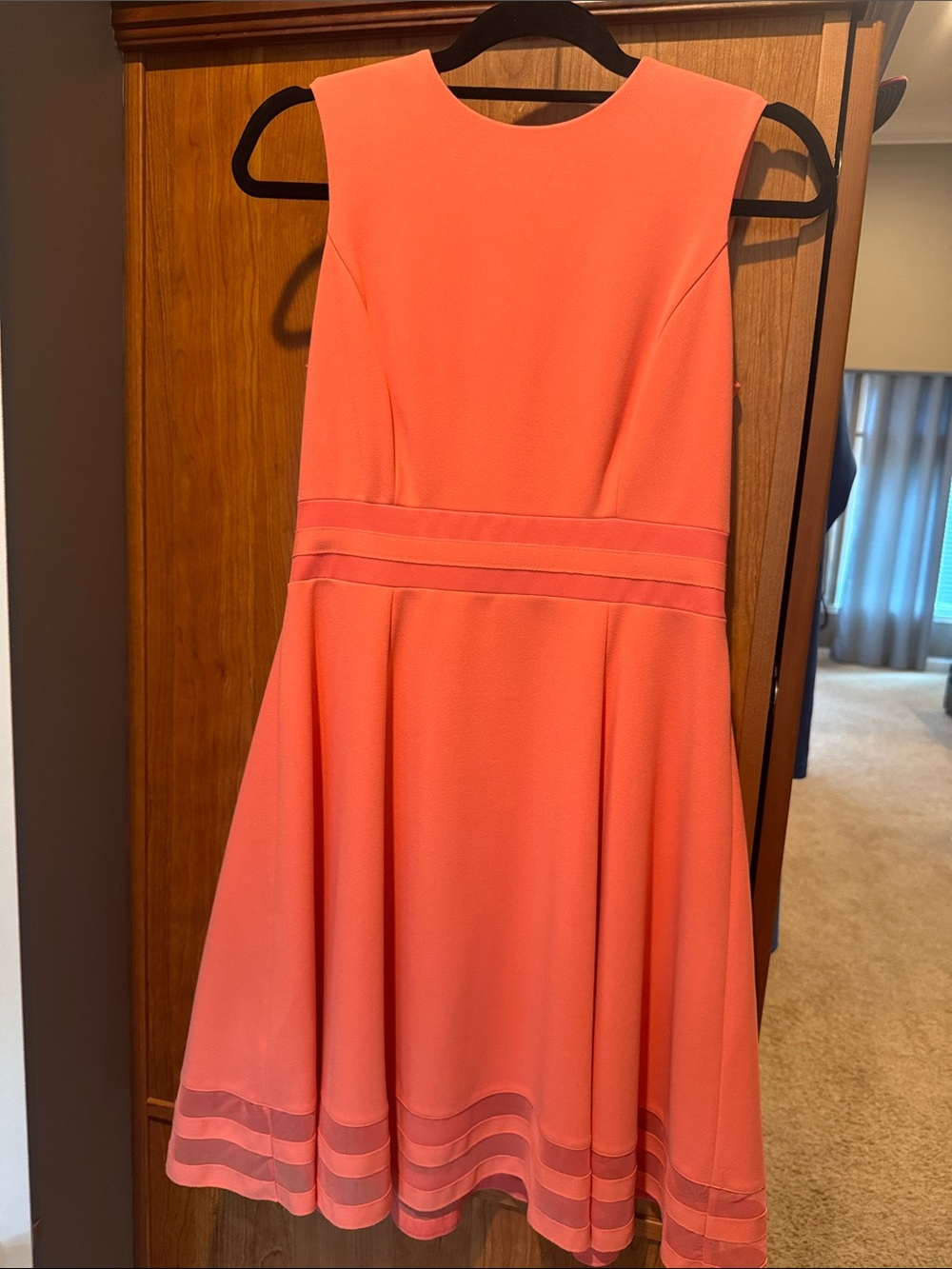 Calvin Klein Coral Sleeveless Midi Dress